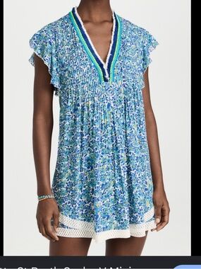 Poupette St. Barth Mini Sasha Dress cover up beach resortwear vacation sz small